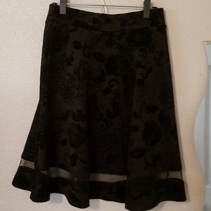 Black Midi Floral Skirt